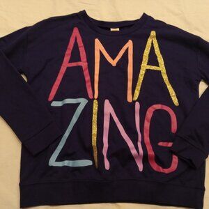 Gymboree Girl's Size 14 Blue Long Sleeve Graphic Amazing Design T-Shirt